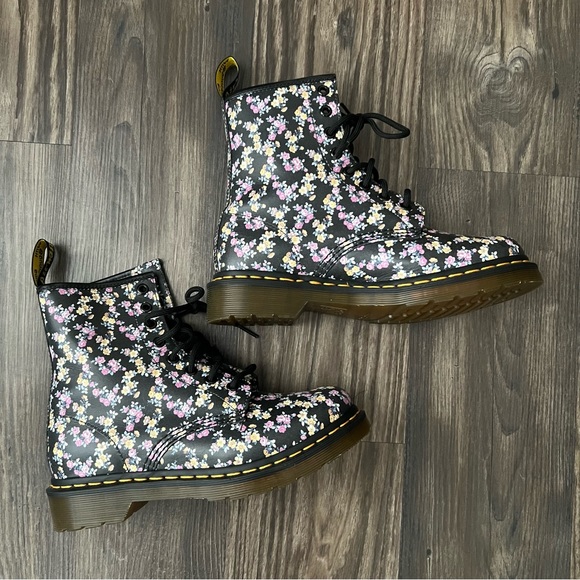 Dr. Martens Black Floral Air Wair Boots - Picture 9 of 15